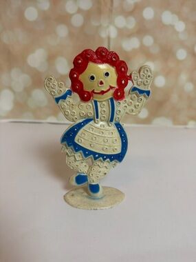 Vintage Raggedy Ann Cast Metal Earring Jewelry Holder Revere Made In USA